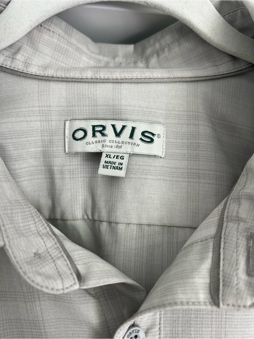 Orvis Men's Short Sleeve Tech Shirt gray plaid UPF 30 Sunglasses cleaner XL - Picture 4 of 7